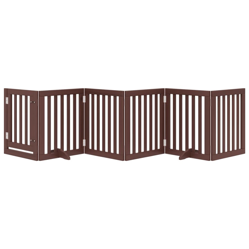 Puerta plegable para perros de madera de álamo con puerta y patas de apoyo de 300 cm, plegable, para casa, apartamento, jardín, protección segura y barrera para perros cachorros