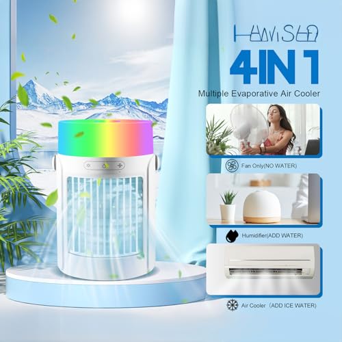 Emsa Mini Portable Air Conditioners Humidifier With 3 Speeds & 7 Colors Light, Quite Portable Fan With 650Ml Tank, Portable Ac Evaporative Air Conditioner Portable For Room thumb #1