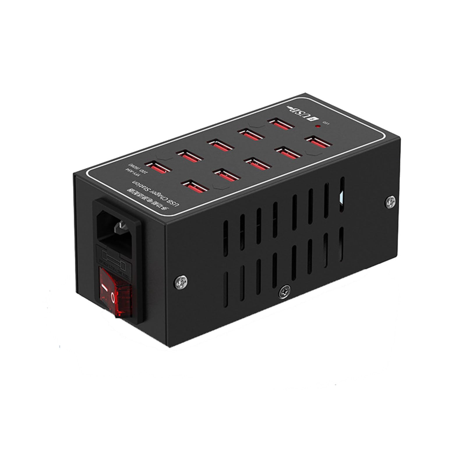 Cargador multipuerto de aleación de Aluminio, Fuente de alimentación de 100 W, Cargador multipuerto de 20 Puertos, protección contra Fugas, disipación de Calor Inteligente, 10 USB