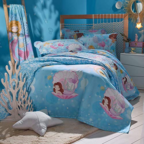 Jogo de Lençol Infantil Royal Sereia 3 Peças Santista - Solteiro - Rosa