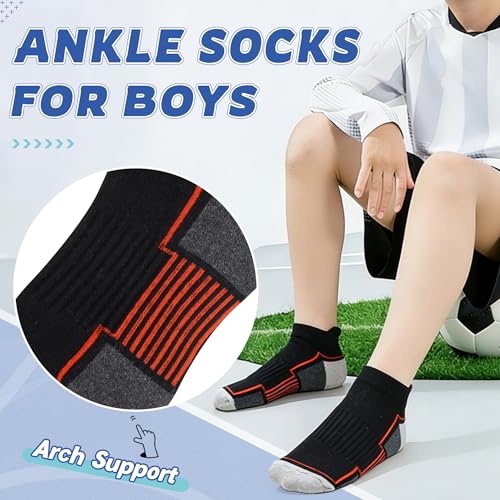 Image of SeeyAN Kids Socks Boys Ankle Athletic Half Cushioned Low Cut Sport Cotton Breathable Socks 6 Pairs