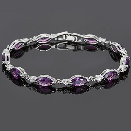 RIZILIA Tennis Bracelet & Marquise Cut CZ [3 Colors available] in White Gold Plated, 7" - Image 4