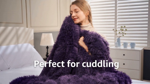 Amazon.com: GONAAP Fuzzy Faux Fur Throw Blanket Twin Size Purple