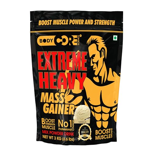 Image of Body Core Science Extreme Heavy Mass Gainer-3Kg (Vanilla, PO1)
