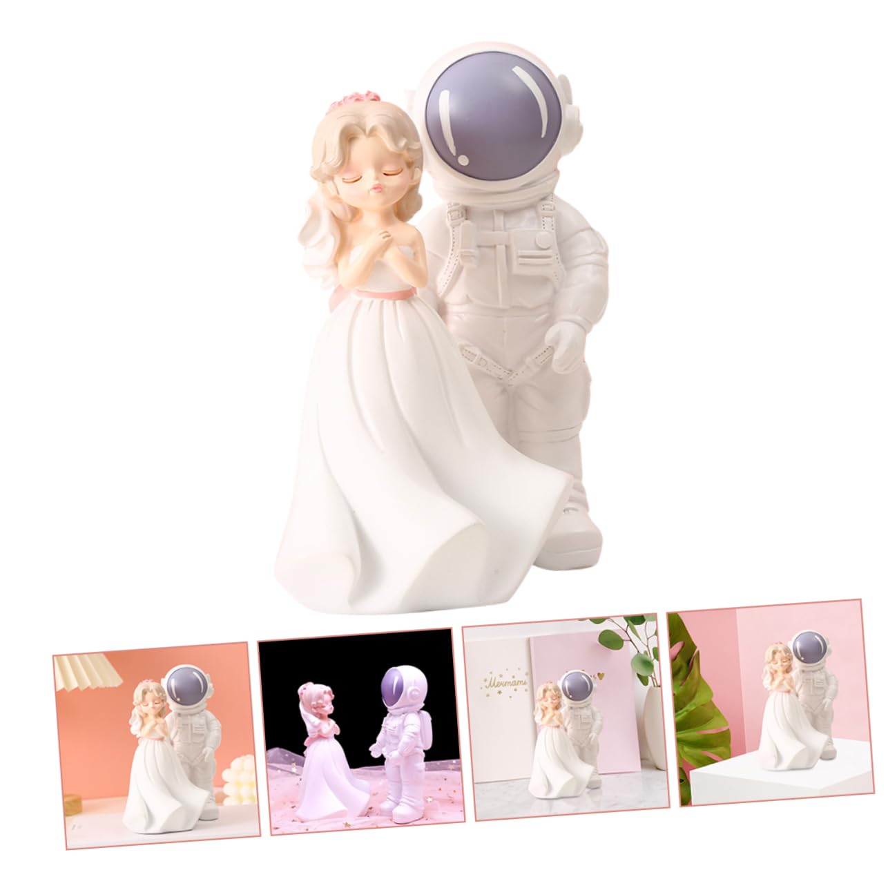 1 Paar Hochzeitspaar Figuren aus Kunstharz, Weiße Dekofigur | Brautpaar als Tisch und Regalakzent, Chic und Lovely, Geschenkidee für Familie und Freunde