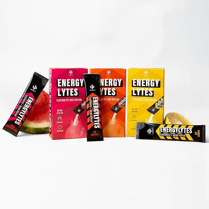 Upsters Energylytes Zitrone, Orange und Wassermelone - Elektrolyt Pulver mit 160 mg Koffein und L-Tyrosin - Zuckerfrei - Hydration & Fokus - Für Sport, Arbeit und aktive Tage - 21 Portionen