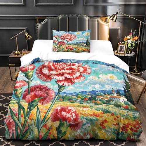 Housse de couette microfibre 135x200cm imprimée 3D œillets - 4