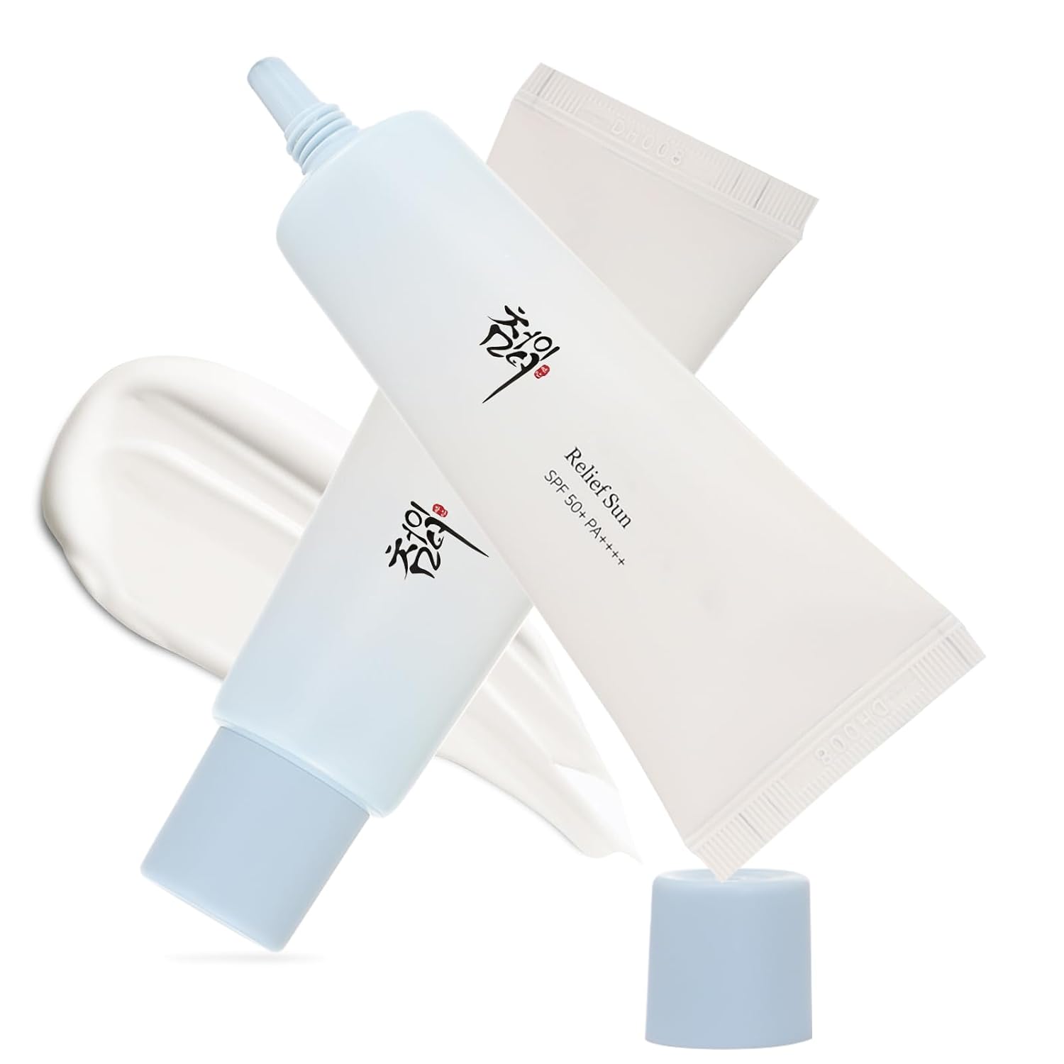 2PC Relief Sun Organic Sunscreen SPF50, Korean Skin Care Solution for All Skin Types, ++++PA++++ Rice and Probiotics, 50ml Nourishing Skin Protection and UV Defens for All Skin Types