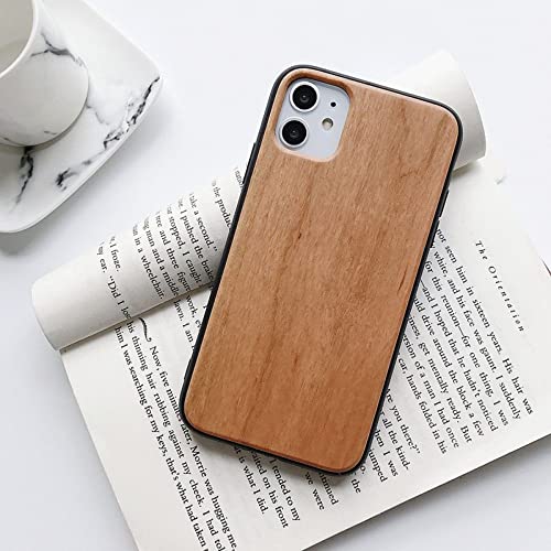 Coque en bois véritable BSAPP pour iPhone 13 avec cadre TPU