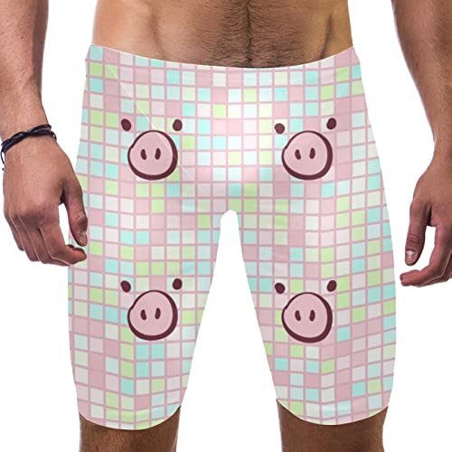 Maillot de bain long pour homme motif cochons résistant aux frottements en 3XL