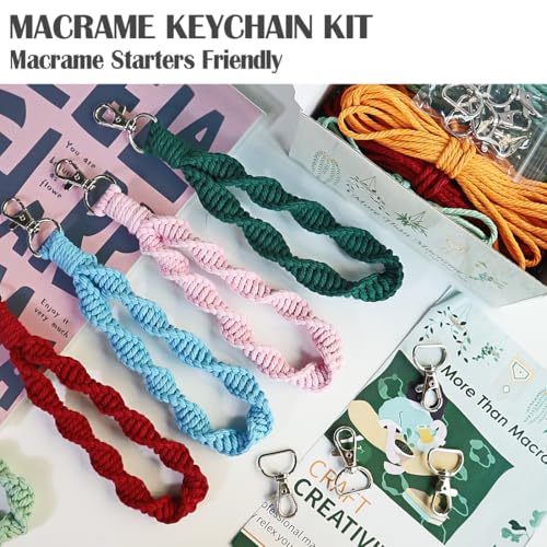 Kit de llavero de macramé para principiantes con cordón precortado y tutoriales paso a paso 8