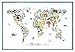 Produktbild Close Up Animal Map of The World Poster Michael Tompsett Weltkarte (63,5x94 cm) gerahmt in: Rahmen türkis