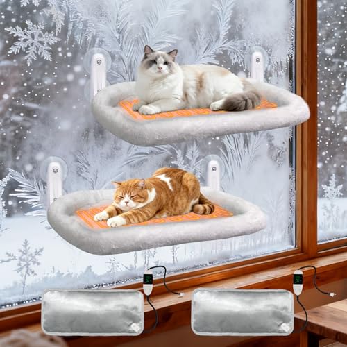 L&W BROS. 2PC Cat Heated Window Perches with Adjustable Thermostat & Timer – - product image