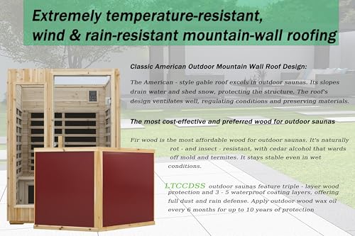 Image of LTCCDSS Full Spectrum Outdoor Infrared Sauna 2 Person, Fir Wood Far Infrared Low EMF Sauna Room for Home, Withstand Outdoor Temp -5℉-104℉| Chromotherapys-Bluetooth Speakers