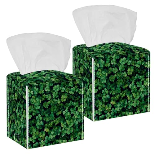 Boîte à mouchoirs en cuir trèfle vert haut de gamme pour table - 2