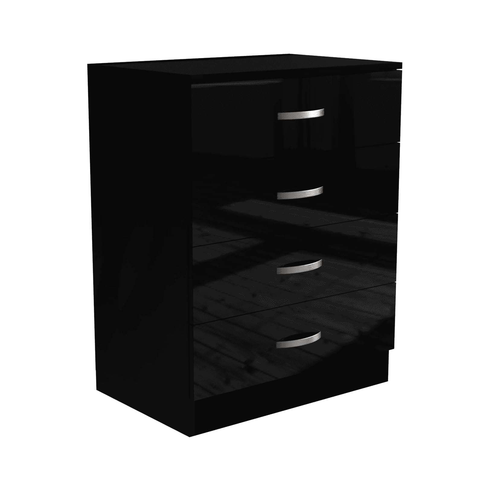 Nera Gloss 4 Drawer Chest of Drawers 60cm Width, Dresser Drawers for Bedroom Storage Unit (Gloss Black(Matt Black))
