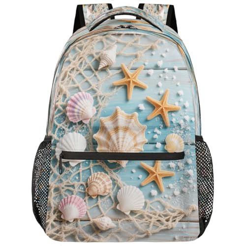 Mochila para laptop de 15.6 pulgadas con diseño de conchas de playa para estudiantes
