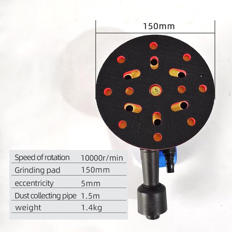 Lijadora de aire Orbital aleatoria de 6 pulgadas y 150mm, amoladora neumática excéntrica de 10000RPM y 5mm for pulido de masilla de pintura automática