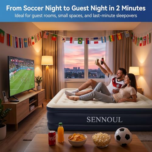 Image of SENNOUL Air Mattress Full with Built in Pump,18 inch Raised Blow up Bed, 800lb