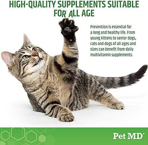 Pet MD Multi Essentials Complete Multivitamin for Dogs & Cats - Vitamin B for Dogs - Cat Vitamins - Dog Multivitamin - Dog Calcium Supplement - Vitamins for Senior Dogs & Puppies - 250 mL