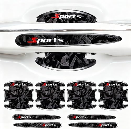 8PCS Car Door Handle Scratch Protectors, 3D Patterned Carbon Fiber-Marking，Anti Scratch,Universal for Most Cars (Black) image 5