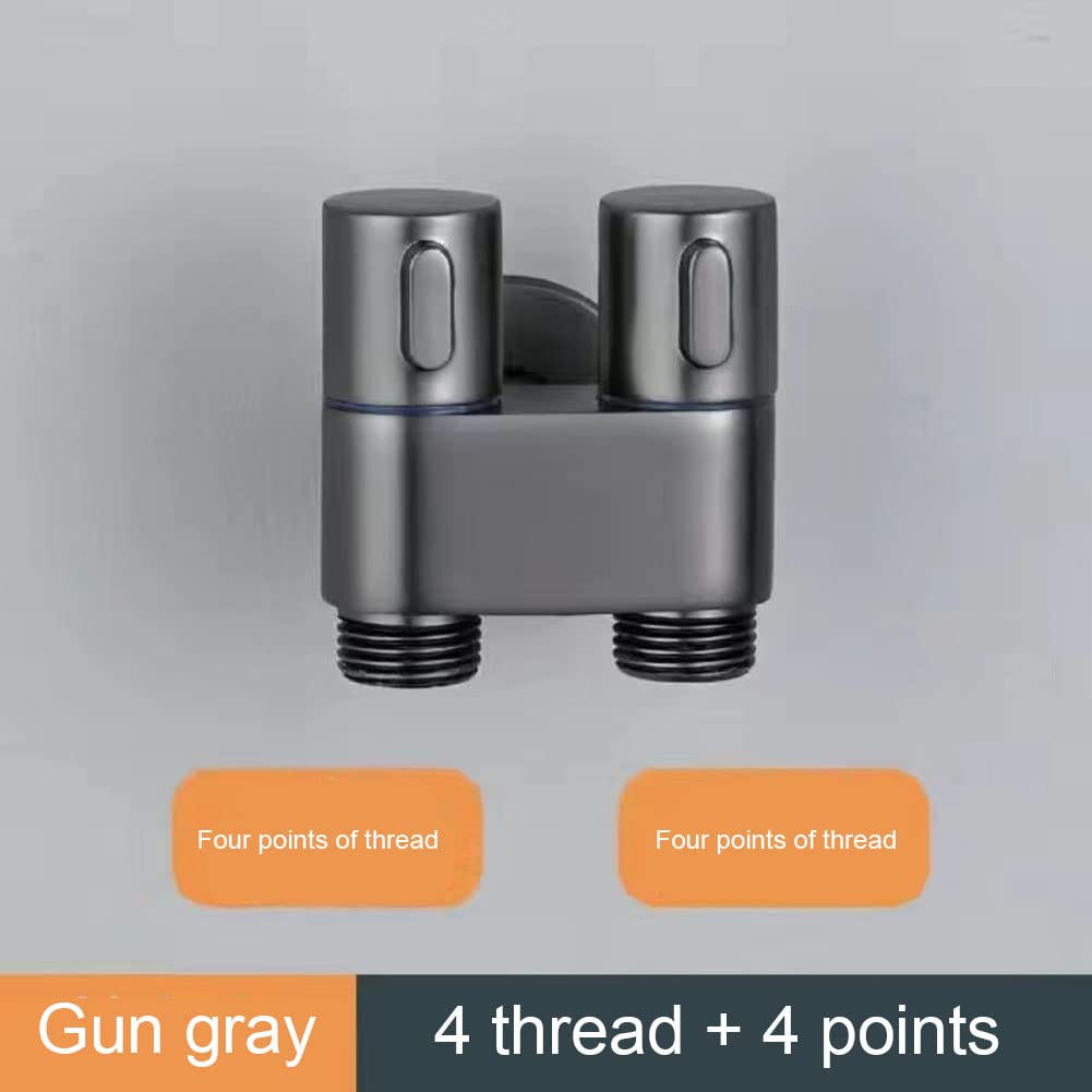 Valvola Angolare A Doppio Controllo G1/2 - Per Lavatrice, WC, Bidet, In Lega, Colore Argento