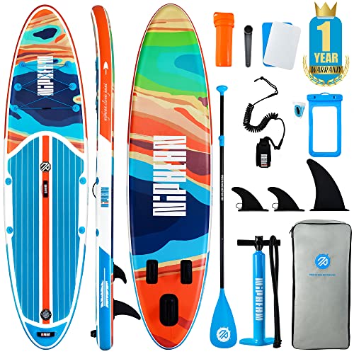 Niphean Inflatable Stand Up Paddle Board with SUP Accessories, Anti-Slip EVA Deck, 10’6’’ Inflatable Paddle Boards for Adults & Youth of All Skill Levels