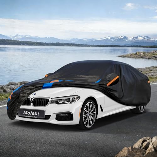 Image of Custom Fit Car Cover for BMW 5 Series 528i 530i 535i 540i M5 M550i M550, Upgraded Waterproof All Weather Outdoor Auto Cover with Driver Door Zipper & Mirror Pockets, UV /Snow /Dust Protection