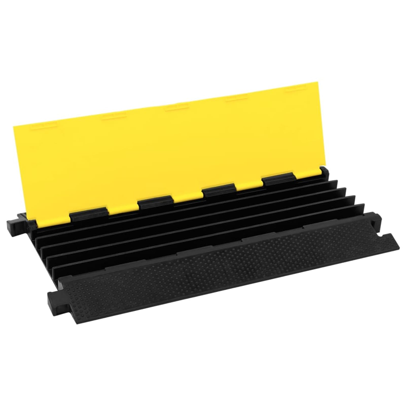 LAPOOH Rampa de protección de Cable 5 Canales 90 cm Goma, Pasacables Suelo, Canaleta Cables Suelo, Burlete Puerta Garaje, Canaletas para Cableado