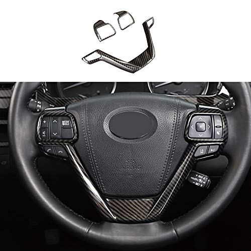 3pcs Carbon Fiber Color Steering Wheel Frame Covers Trim Fit for Toyota Highlander Kluger 2014 2015 2016 2017 2018 2019