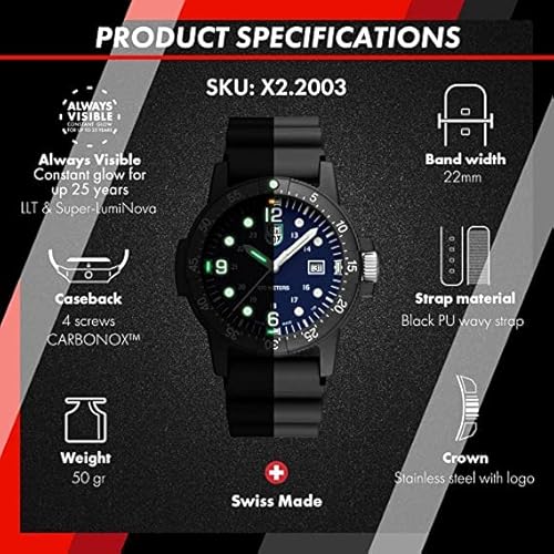 ルミノックス LUMINOX 腕時計 Sea Bass Carbonox グリーンロゴ X2.2003 ネイビー 44mm 日本未発売モデル スイス製 [並行輸入品] 商品画像7