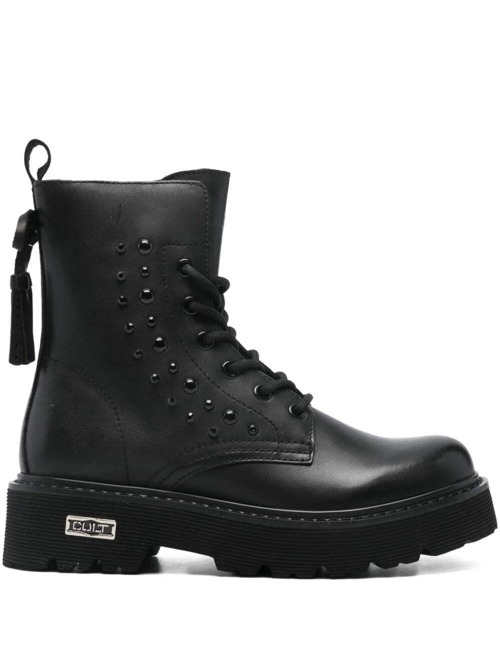 Cult CLW434901, Stivaletti Donna in Pelle Nera, Tacco 4,5 cm, Plateau 3 cm, Altezza Gambale 16,5 cm