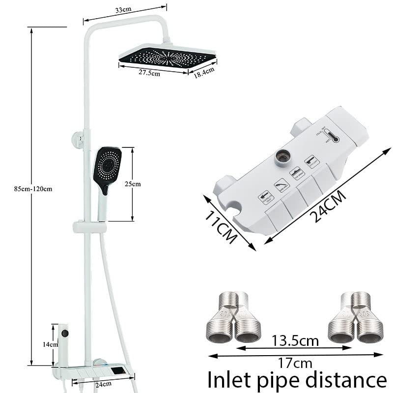 Biały cyfrowy wyświetlacz zestaw prysznicowy LCD ciepła i zimna łazienka zestaw prysznicowy System kranowy 4 Way opady deszczu kran łazienkowy Mixer Tap(Digital Grey)