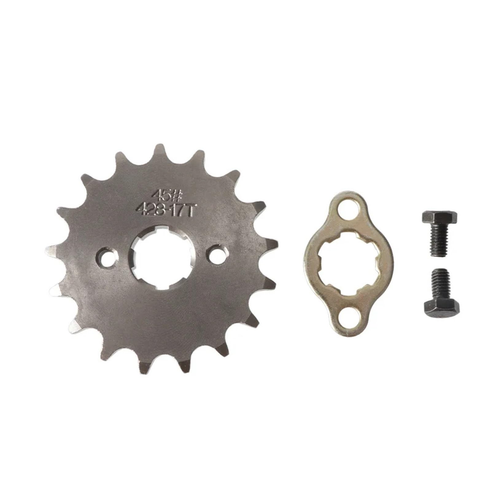 FLFHDUP Motorcycle Sprocket 428# 10T 11T 12T 13T 14T 15T 16T 17T 18T 19T Teeth 17mm 20mm Chain Sprocket With Retainer Plate Lock Chain Sprocket(17T-20mm)