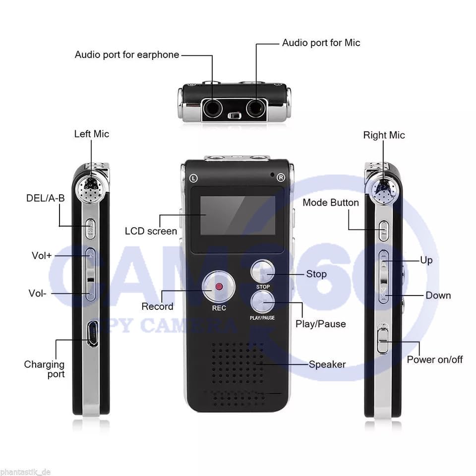 CAM 360 Digital Voice Recorders | Voice Activated Recorder for Lectures, Meetings, Interviews Recording Device | Tape Recorder with Microphone. 2