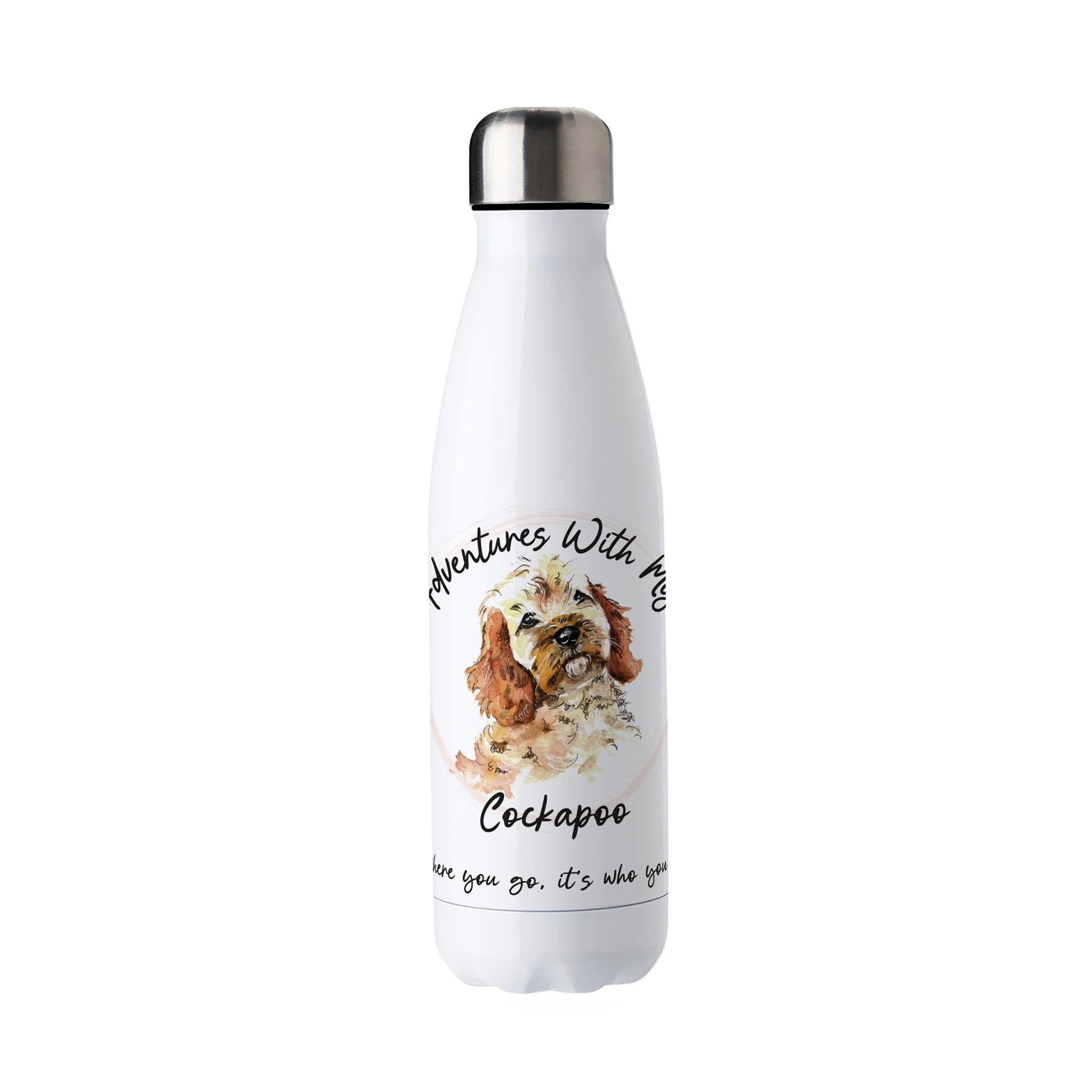 Purely Home Adventures With My Cockapoo Metal Water Bottle - Double Walled 500Ml Hot/Cold Drinks Bottle Outdoor Dog Gifts