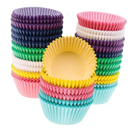 Ipetboom 800 piezas Unidades Moldes para Cupcakes de Papel Antiadherente y Resistente Liners Estándar Colores Arcoíris para Repostería para Magdalenas Trufas y Mochi Fiestas de Cumpleaños