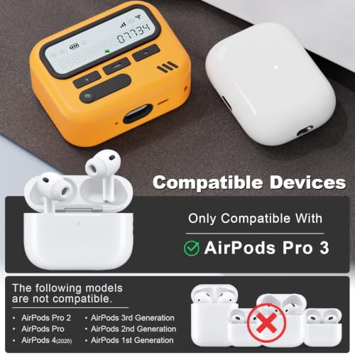 Image of for AirPods Pro 3 Case with Safty Lock,Retro Inspired Pager Style (Yellow)