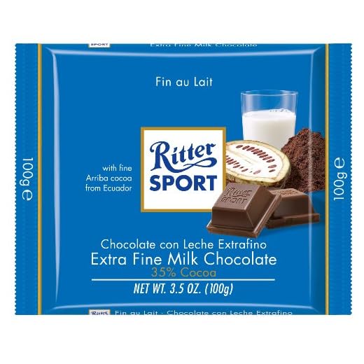 Ritter Sport Bars, Whole Fine Milk Chocolate, 3.5 Ounce (Pack of 12)