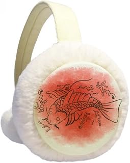 Protetor de orelhas de inverno com ilustração de peixe-dourado da cultura japonesa