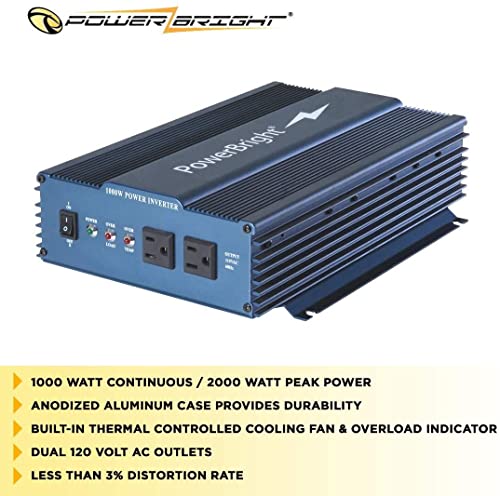 Power Bright Aps1000-12 Pure Sine Power Inverter 1000 Watt Continuous / 2000 Watt Peak 12 Volt Dc To 120 Volt Ac #TOP2