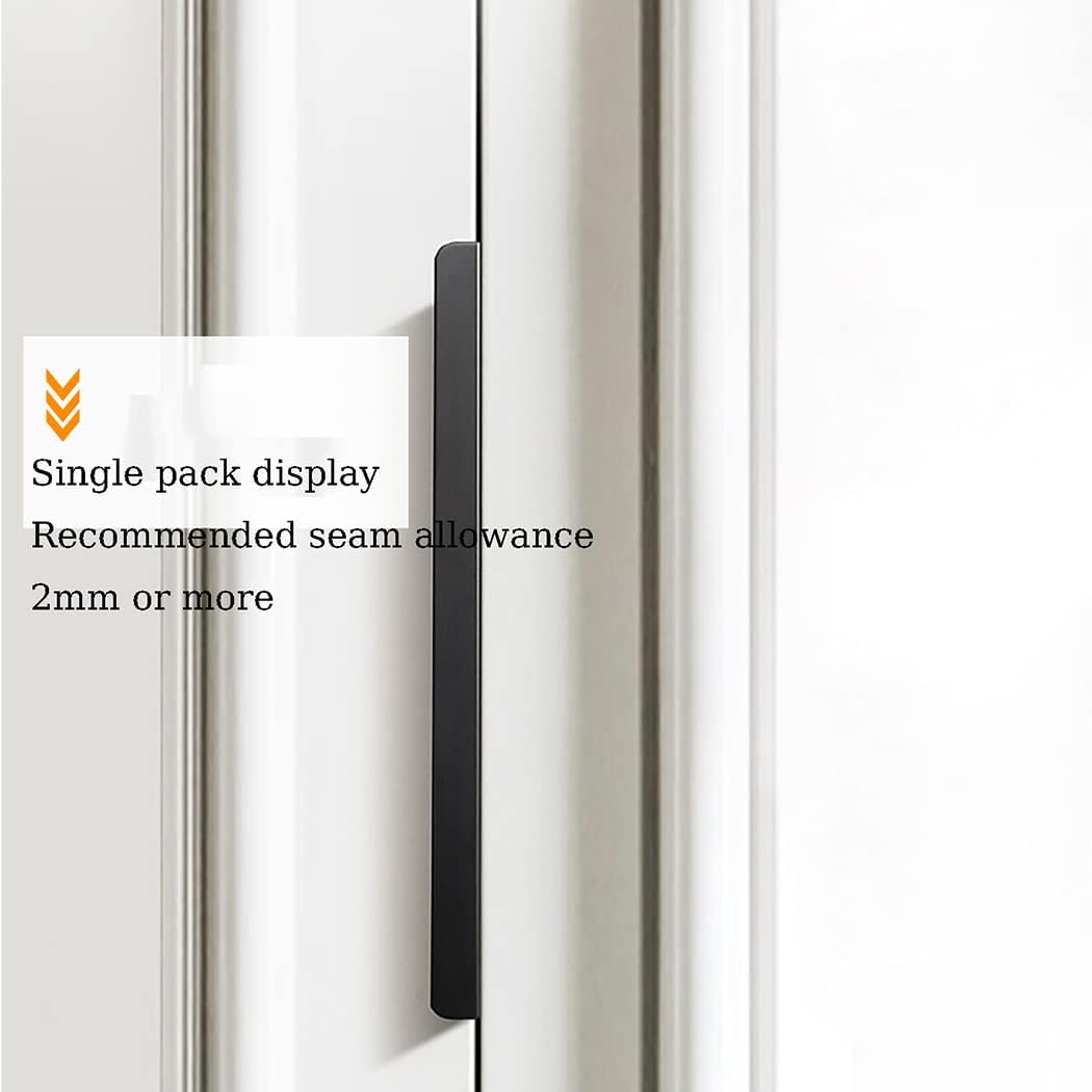 Cabinets Drawers Edge Pulls,Aluminum Alloy Invisible Pull Concealed Handles Wardrobe Kitchen Cupboard Door Knob Cabinet Handle Finger Edge Pull DrawerHandles Matte Black 2 Pieces(400 mm)