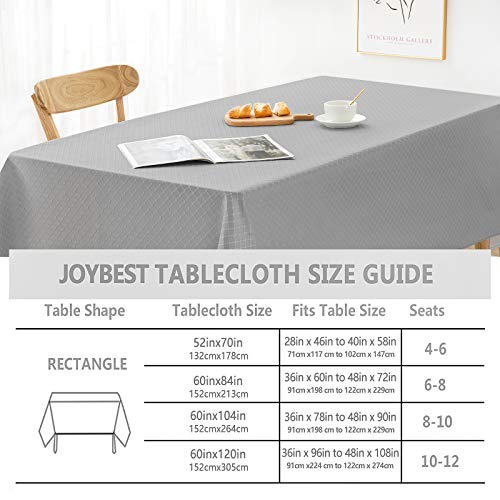 Jacquard Rectangle Table Cloth Oil-Proof Spill-Proof Wrinkle Resistant Tablecloth, Washable Polyester Fabric Heavy Weight Tablecloths for Kitchen Dinning Tabletop Decoration, 60 x 84 Inch, Grey
