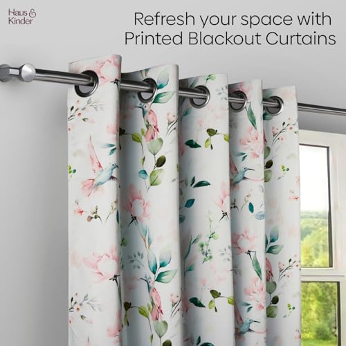 Image of haus & kinder 100% Blackout Window Curtains 5 Feet Long Pack of 1 Window Curtain, 5 Feet Curtain for Window, 100% Room Darkening (Classic Damask, 130 X 152 CM)