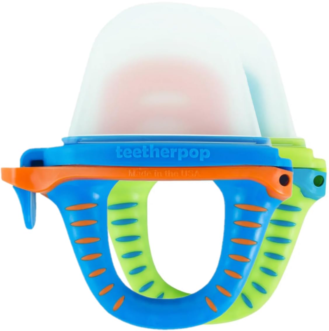 teetherpopFillable Silicone Teether for Babies – Breastmilk Popsicle Molds for Teething with Spill-Proof Sippy Slits – Freezable Baby Teethers for Liquids & Purées - Cool Relief BlueOrange, LimonTeal