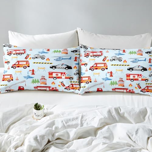 Parure de lit double camion de pompiers et voitures pour lit enfant garçon Homemissing - 5