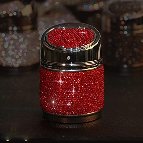 Ashtray Portable Multifunction Diamond Home with Lid Ashtray for Car Auto Accessories Decoration Home ashtrays (Color Name : Red)