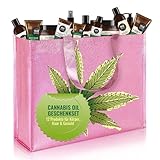 P-Beauty Körperpflege Set Damen 12-teilig mit Bio Hanfsamenöl für Haut & Haare - Duschgel, Bodylotion, Haarmaske, Shampoo, Handcreme & mehr - vegan & ohne Silikone - Geschenk Frau - Geschenkidee Damen