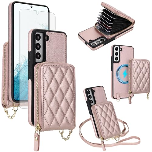 Étui portefeuille Samsung S22 5G avec blocage RFID, protège-écran et étui porte-carte S22