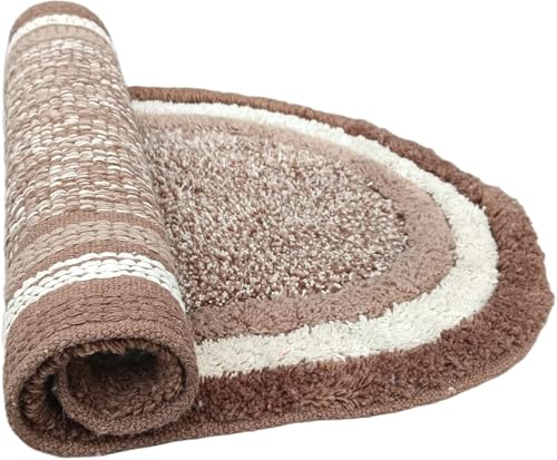 Image of My Home Cotton Door Bath Mat Super Soft Non Slip Mats for Bathroom, Door,Large, Pack of 2 (Brown)